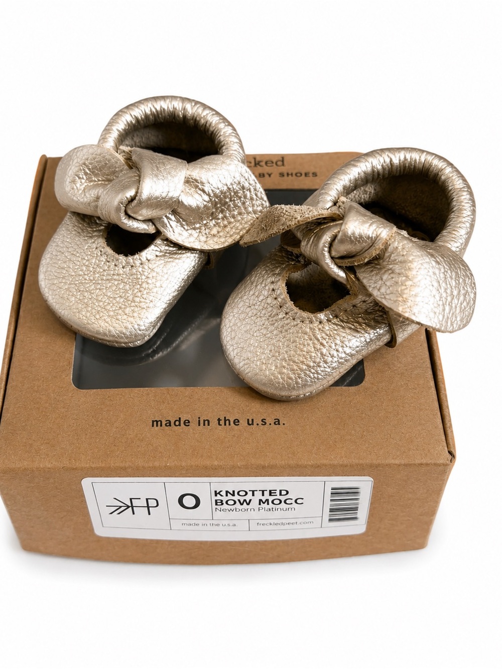 Freshly Picked Knotted Bow Moccasins - Metallic Platinum